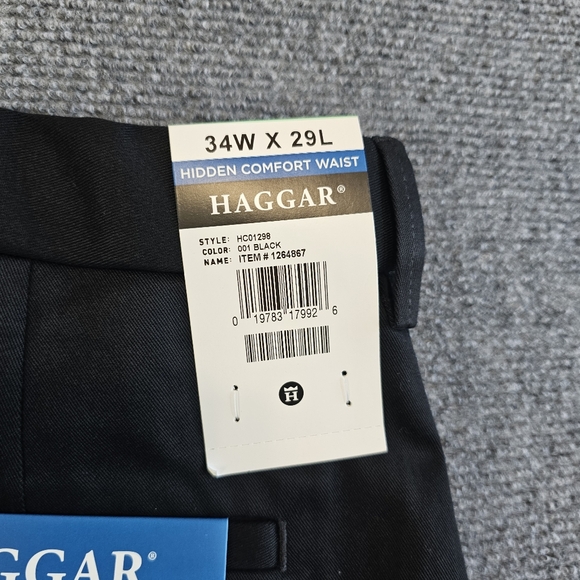 NWT Haggar Premium No Iron Straight leg Flat Front Stretch Black Pants 34x29 - Picture 6 of 16